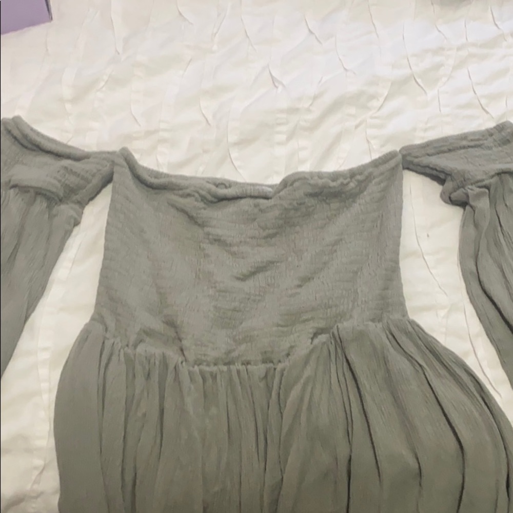 Olive off the shoulder mini dress